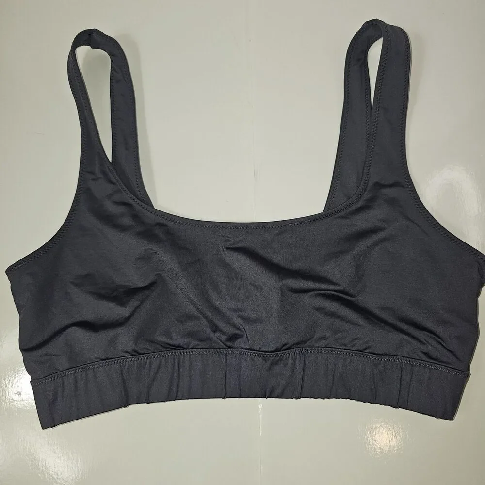 Skims Swim Top Womens XL Gray Bralette Bikini Wide Strap Lined Stretch Quick Dry